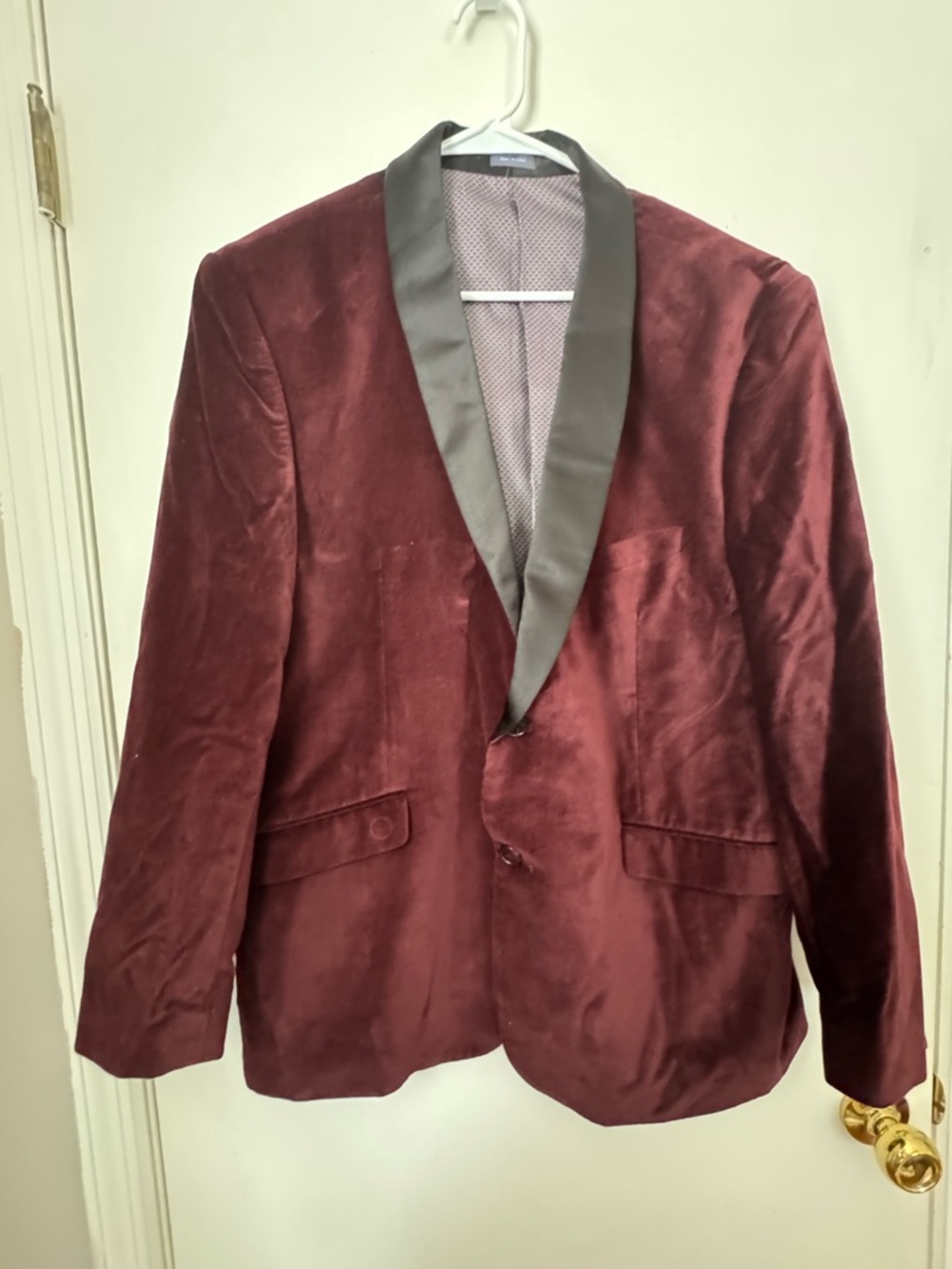 Madison, 44S, Men's Modern Fit Deep Wine Velvet Blazer